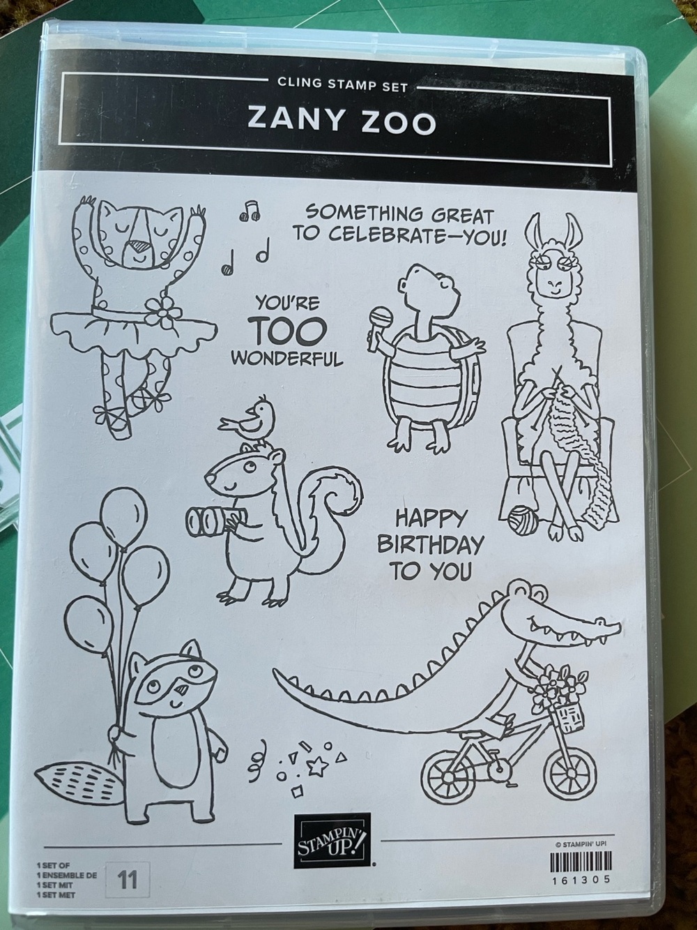 Stampin' Up! Zany Zoo Cling Stamp Set - Black and White